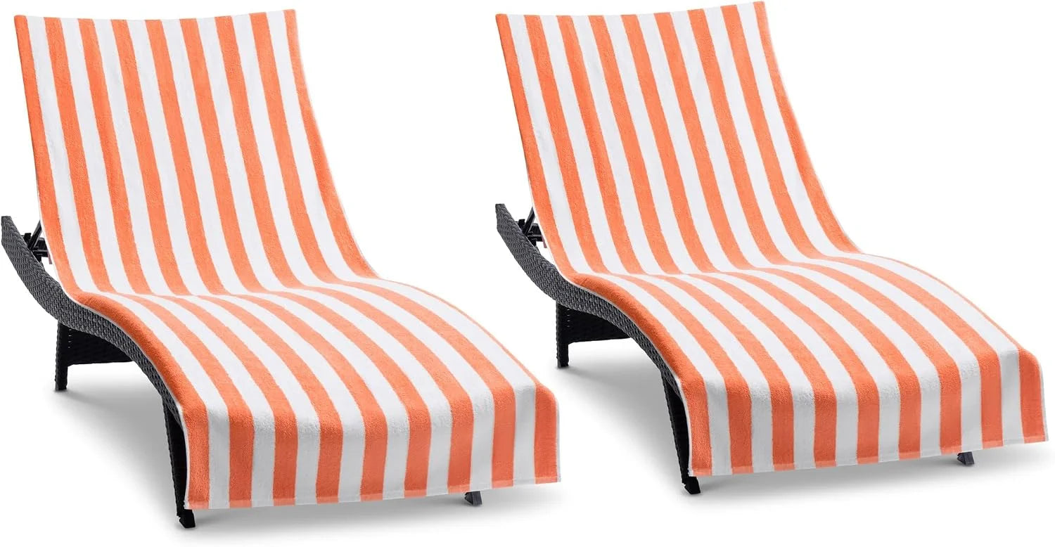 Special California Chaise Lounge Cover Towel with Pocket – Pack of 2 – Striped 100% Cotton Cabana Cover for Beach Pool – For Home Projects - Image 9