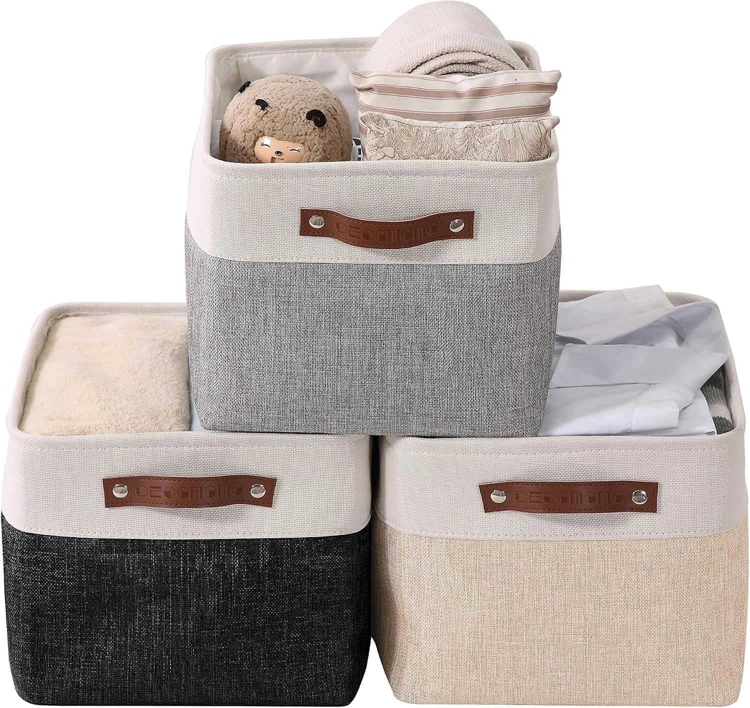 Special Storage Bins, Large Fabric Storage Baskets for Shelves 3 Pack, 15 x 11 x 9.5 inches Decorative Linen Closet - Image 2