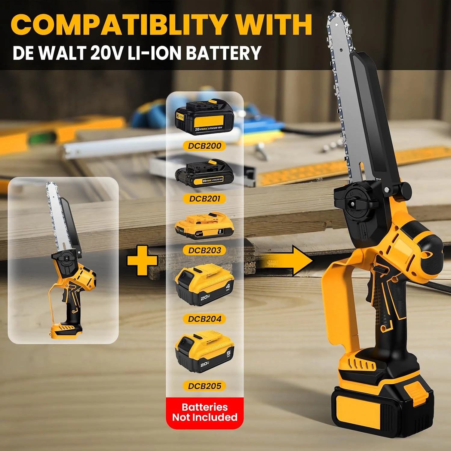 Special Cordless 8 Inch Pole Saw & Mini Chainsaw For DE Walt 20V MAX Battery - Image 3