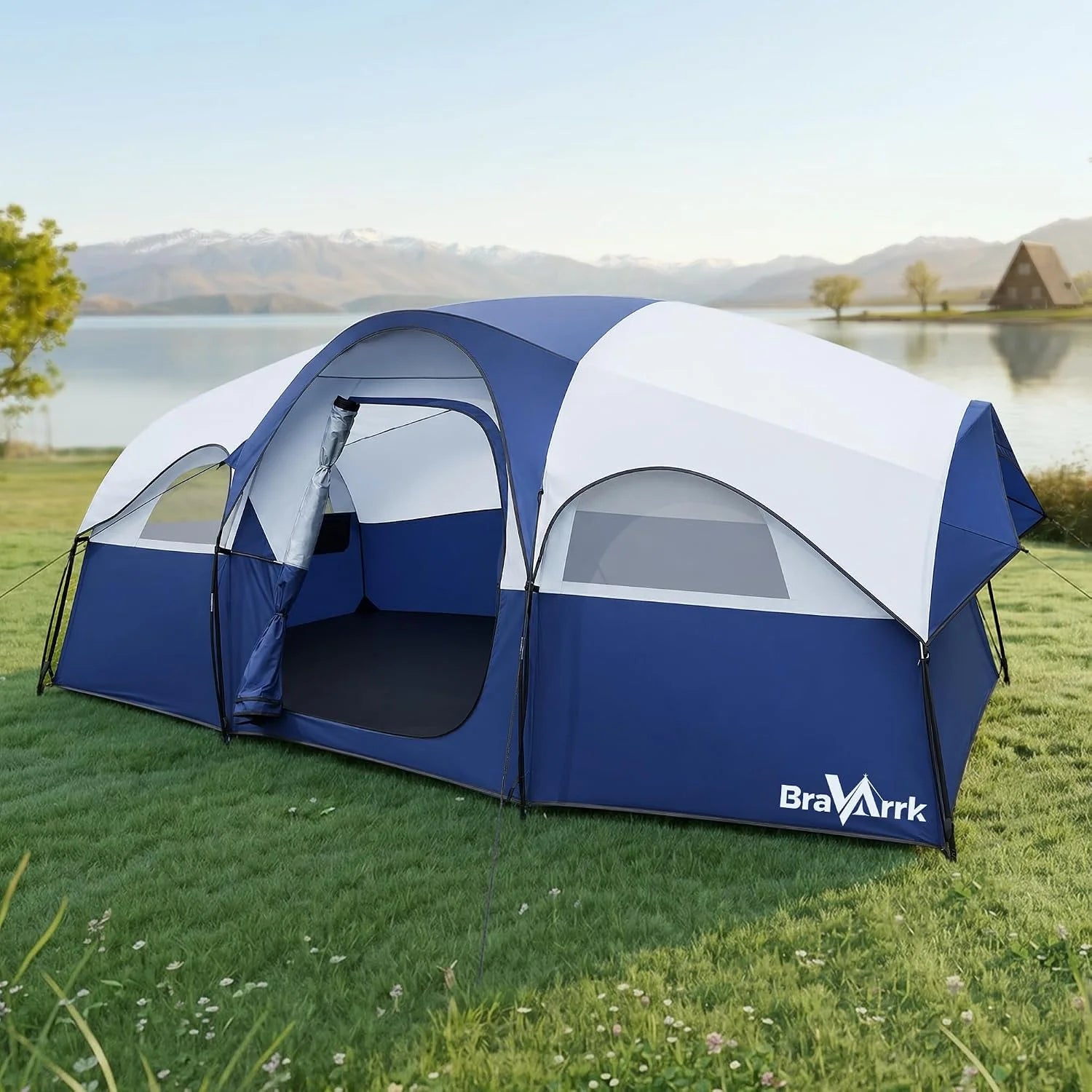 Special Camping Tent for 8 Person, PU3000MM Waterproof Family Tent with Rainfly, Large Roomy 3 Room Camping Tents
