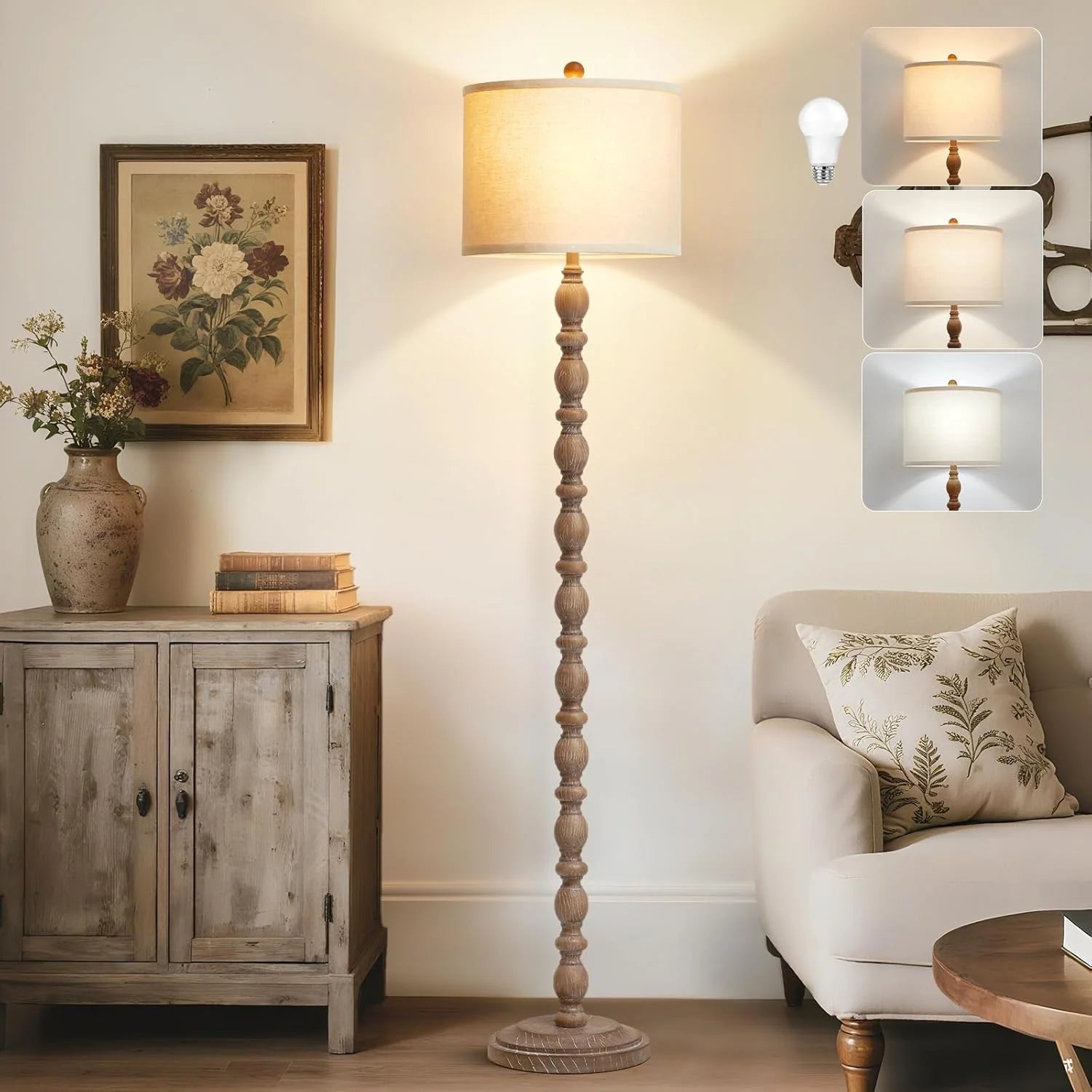 Special 62 Floor Lamp, Rotary Switch, Rustic Resin Tall Lamps for Living Room - Image 4