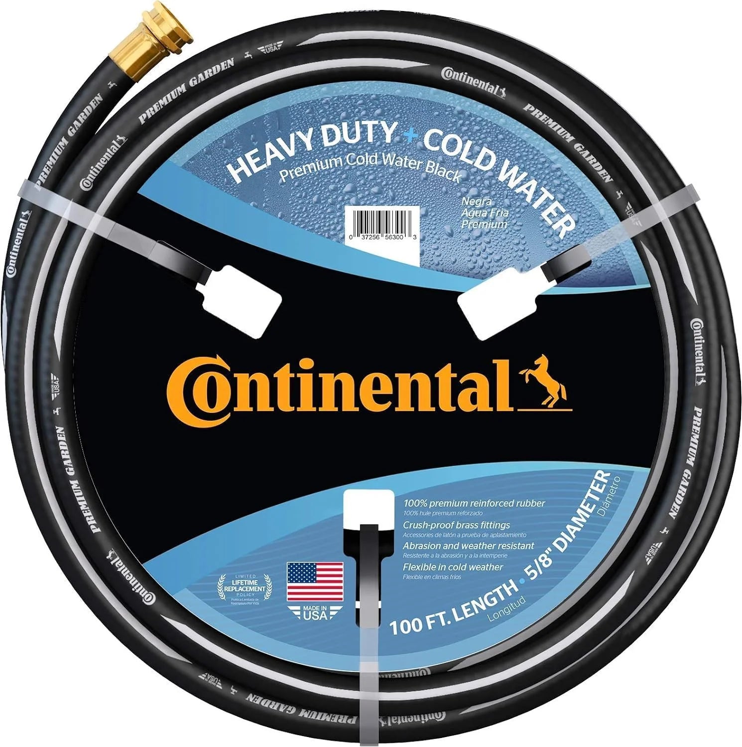 Special Continental Premium Garden Black Heavy Duty Cold Water Garden Hose, 5/8in Inside Diameter x 100ft Length - Image 3