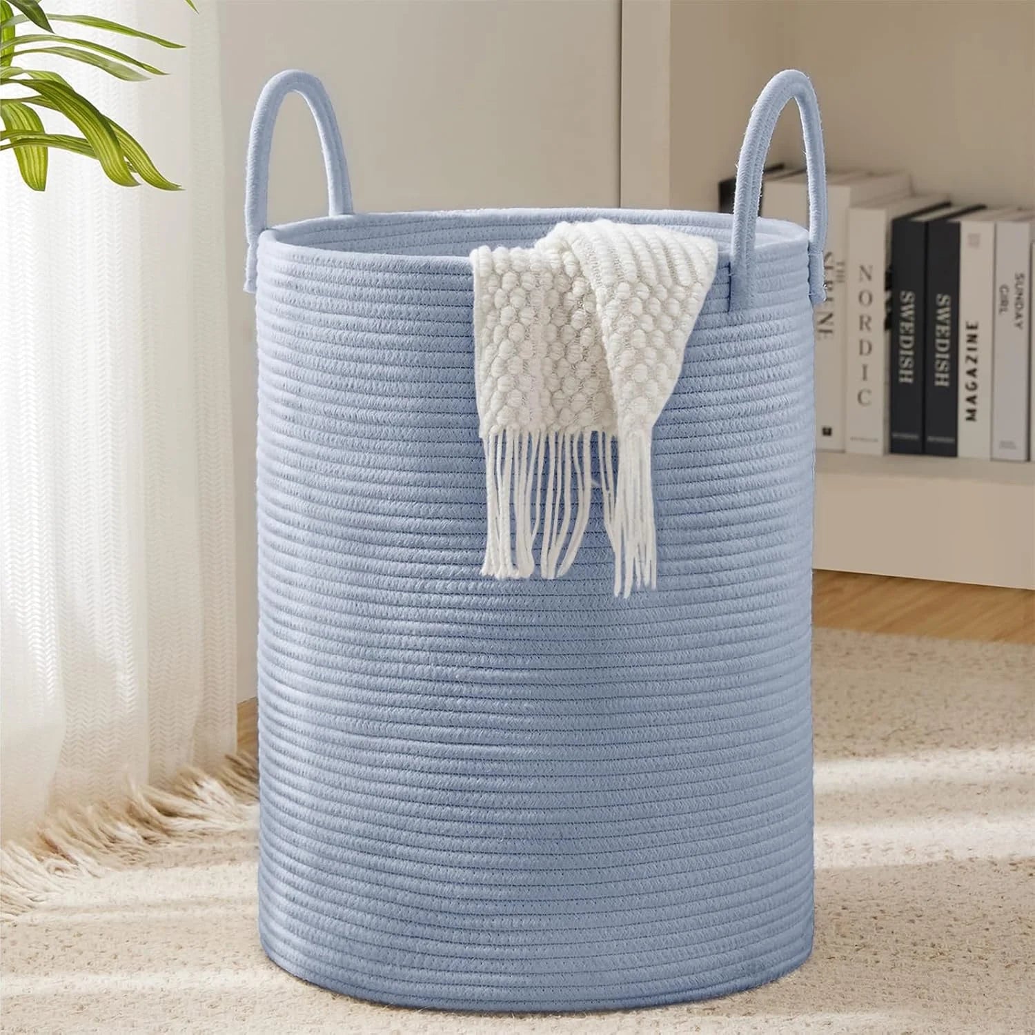 Special YOUDENOVA Jute Rope Laundry Hamper Basket, 58L Blanket Basket for Nursery, Large Woven Laundry Hamper with Sturdy - Image 14