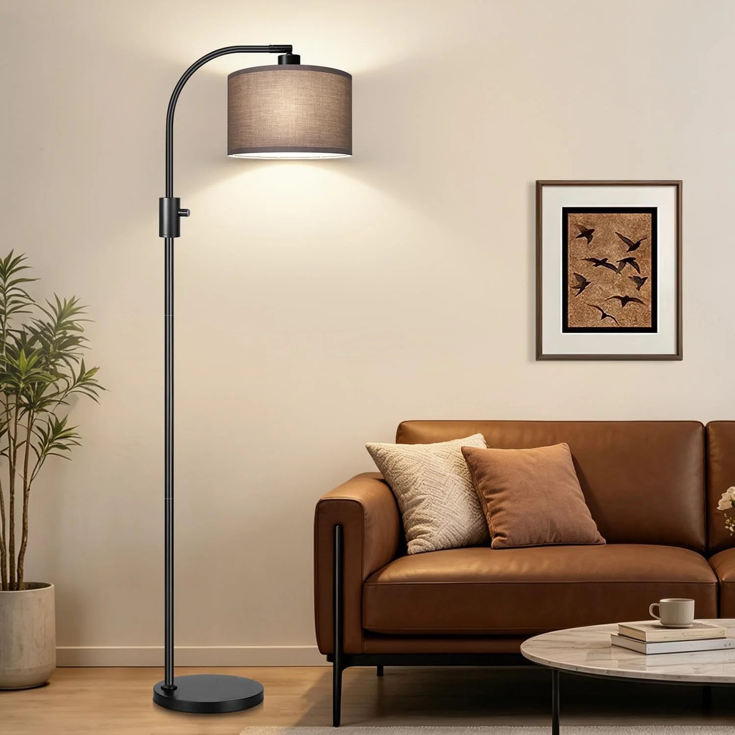 Special Nintiue Upgraded Modern Arc Dimmable Tall Standing Floor Lamp with Linen Shade, Bulb Included - Image 2