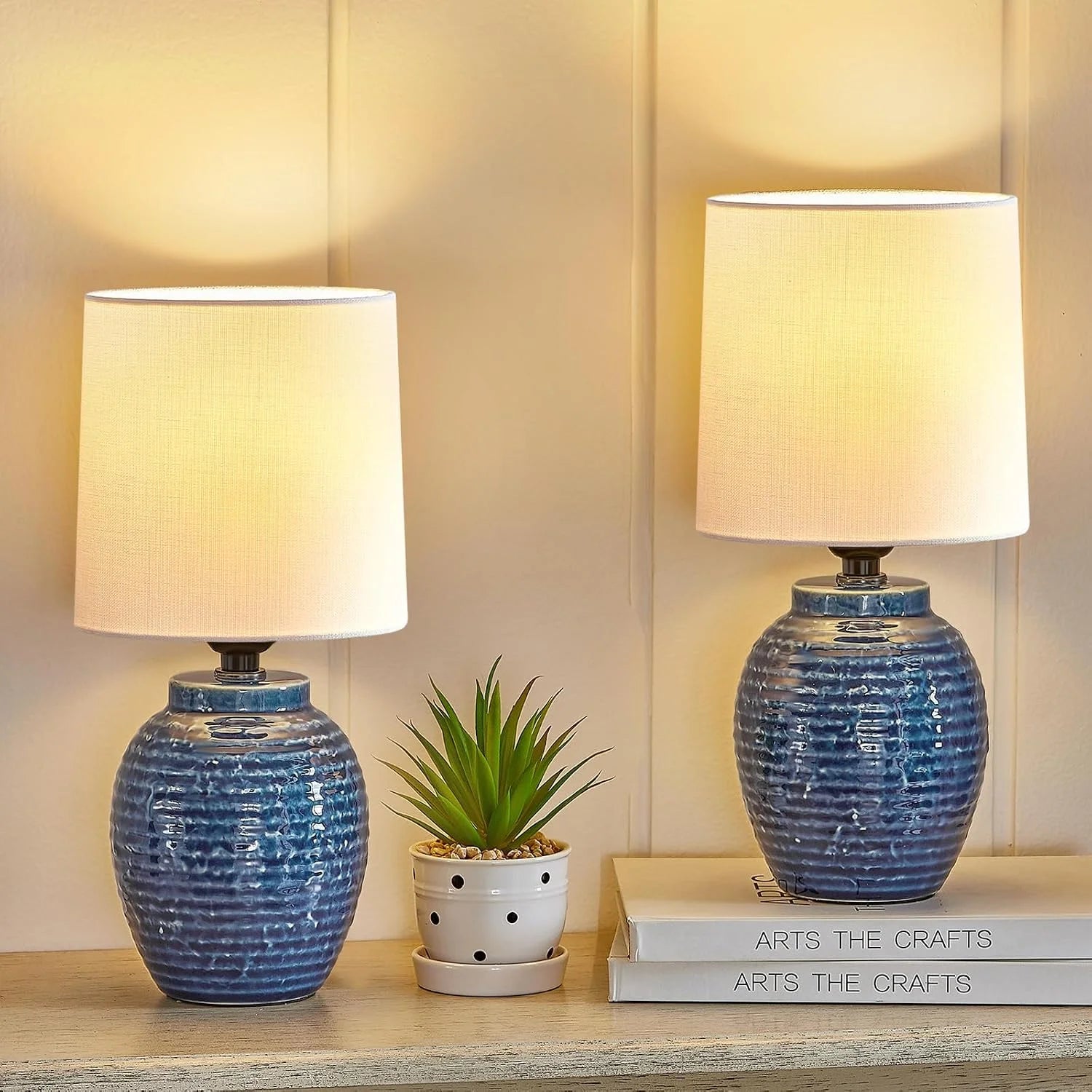 Special EJIAXIN Table Lamps Set of 2-13.5 Small Boho Lamp, Farmhouse Rustic Ceramic Table Lamp for Bedroom