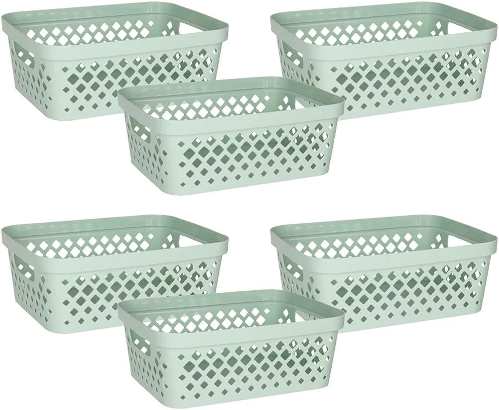 Special Plastic Baskets for Organizing, Set of 6, Pantry Storage for Under Counter, Linen Closet, and Bathroom, Nesting - Image 3