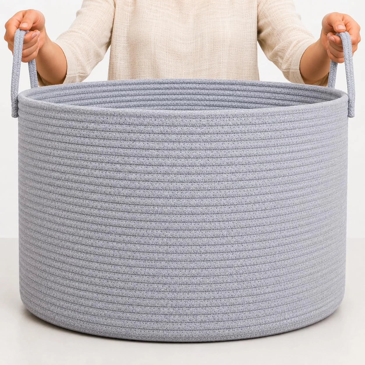 Special OrganiHaus Round Toy Basket & Blanket Basket, Cotton Rope 20×13, Full Honey, Round Cotton Rope Basket, 20×13 - Image 17