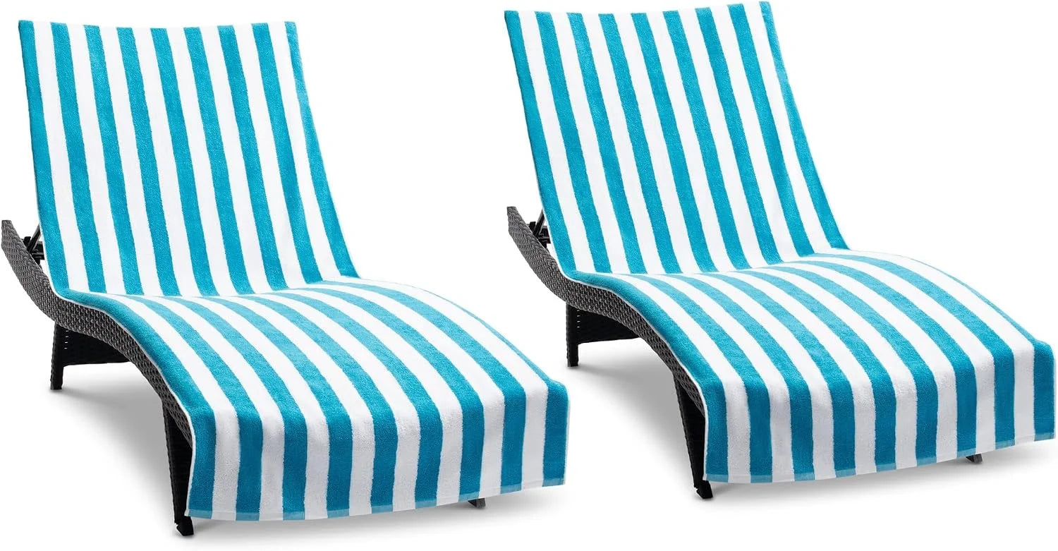 Special California Chaise Lounge Cover Towel with Pocket – Pack of 2 – Striped 100% Cotton Cabana Cover for Beach Pool – For Home Projects - Image 5