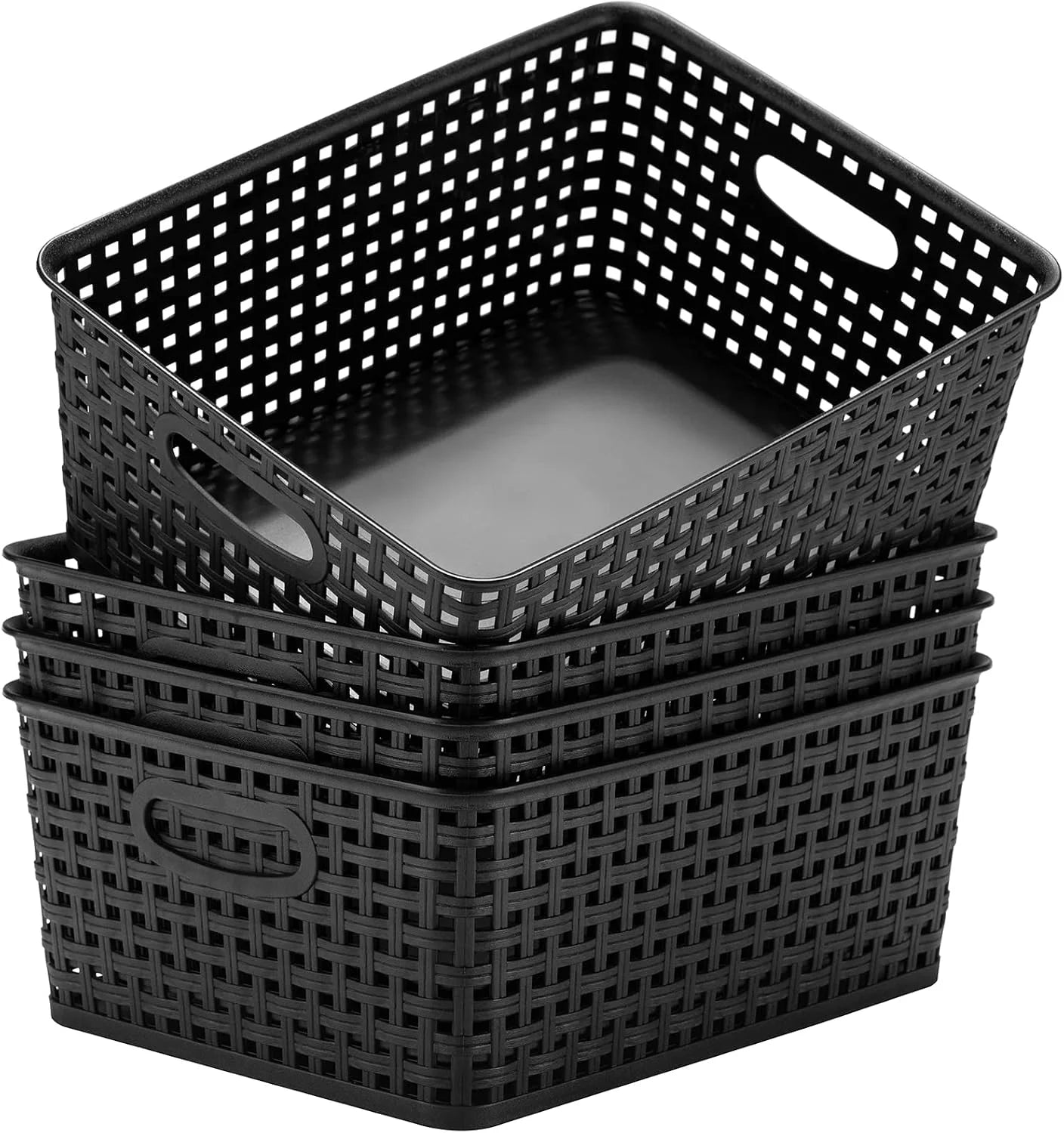 Special Plastic Storage Baskets for Organizing,11X8.5X4.7,Pack of 4 (Grey) - Image 2