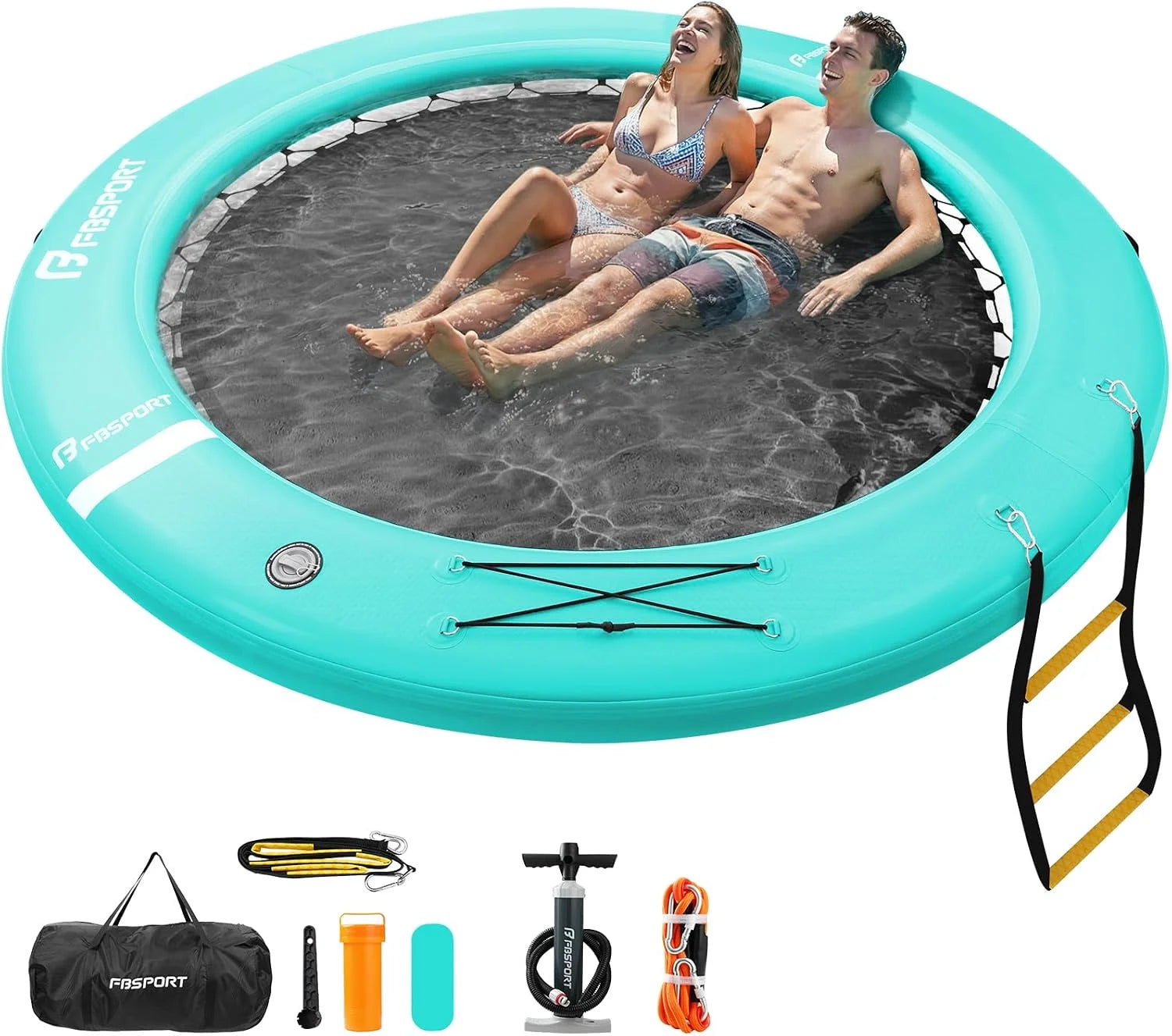 Special Inflatable Water Hammock Round Floating Ring, 10/8/6ft Inflatable Dock Floating Platform for Lake W/Cupholder - Image 9