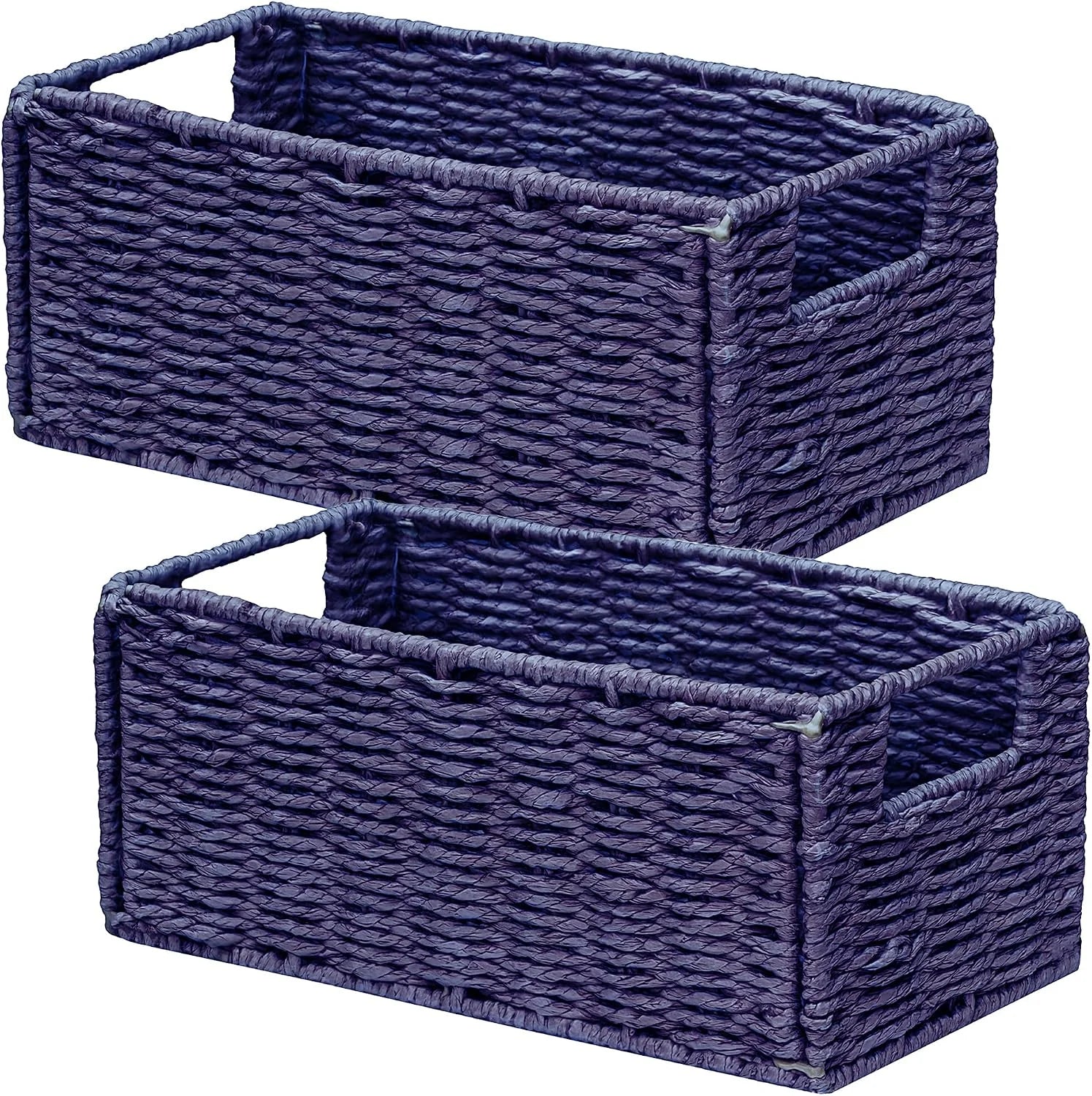 Special Wicker Storage Basket, Set of 2 Hand-Woven Paper Rope Wicker Basket, Small Storage Baskets for Organizing Toilet - Image 4