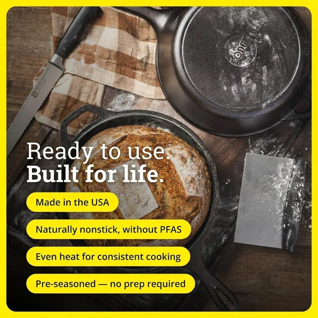 Special Cast Iron Combo Cooker, PFAS-Free 2-in-1 3.2 Quart Deep Pot and 10.25 Inch Skillet Set - Image 2