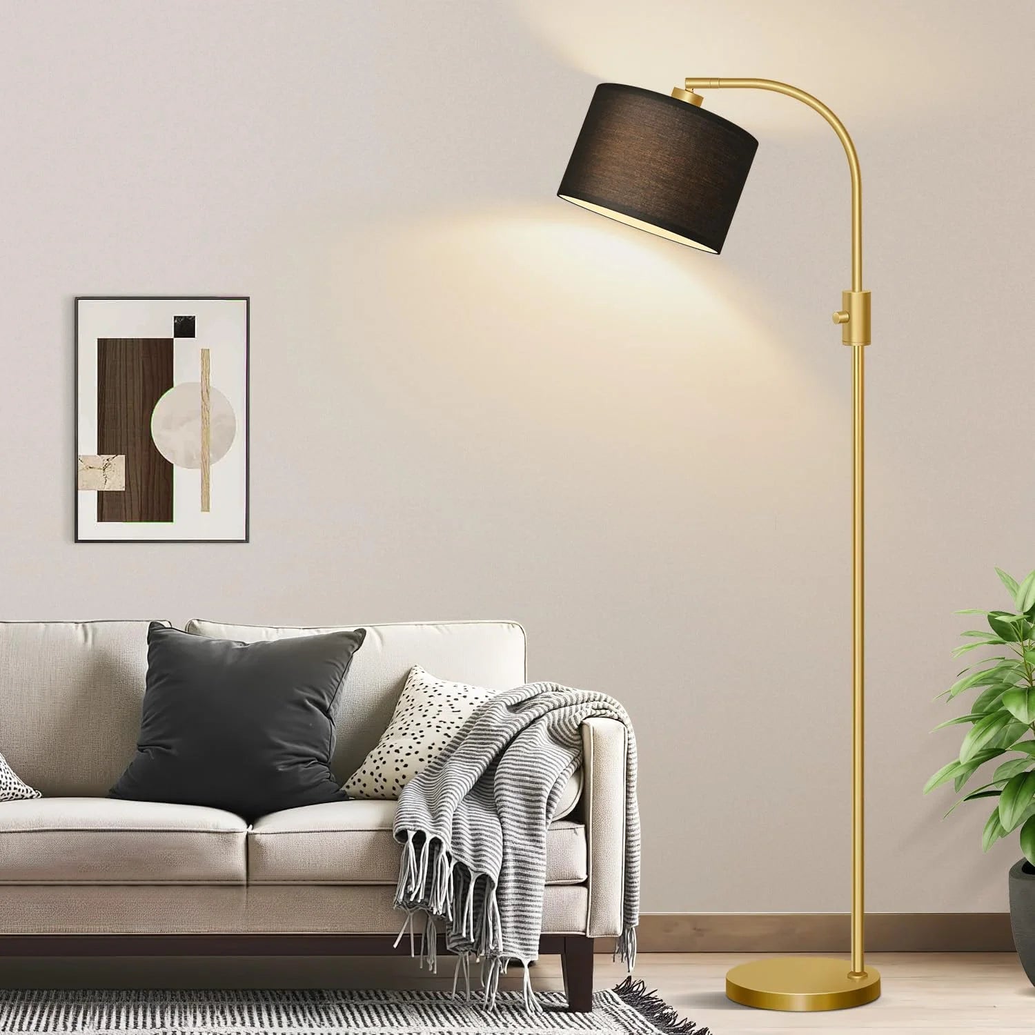 Special Nintiue Upgraded Modern Arc Dimmable Tall Standing Floor Lamp with Linen Shade, Bulb Included - Image 6