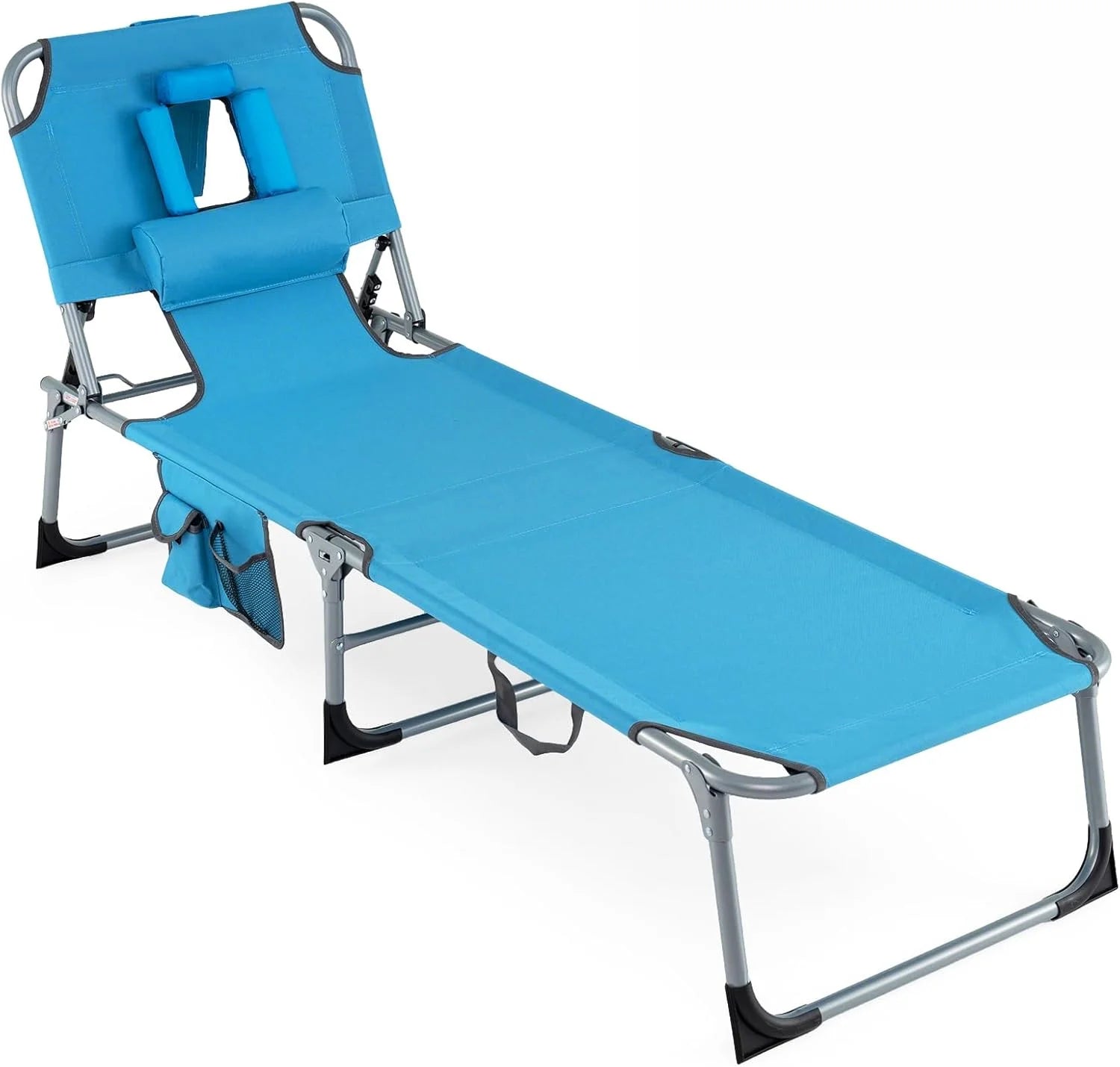 Special Tanning Chair with Face Hole, Folding Beach Lounge Chair with 4-Position Adjustable Backrest, Camping (1 - Image 3