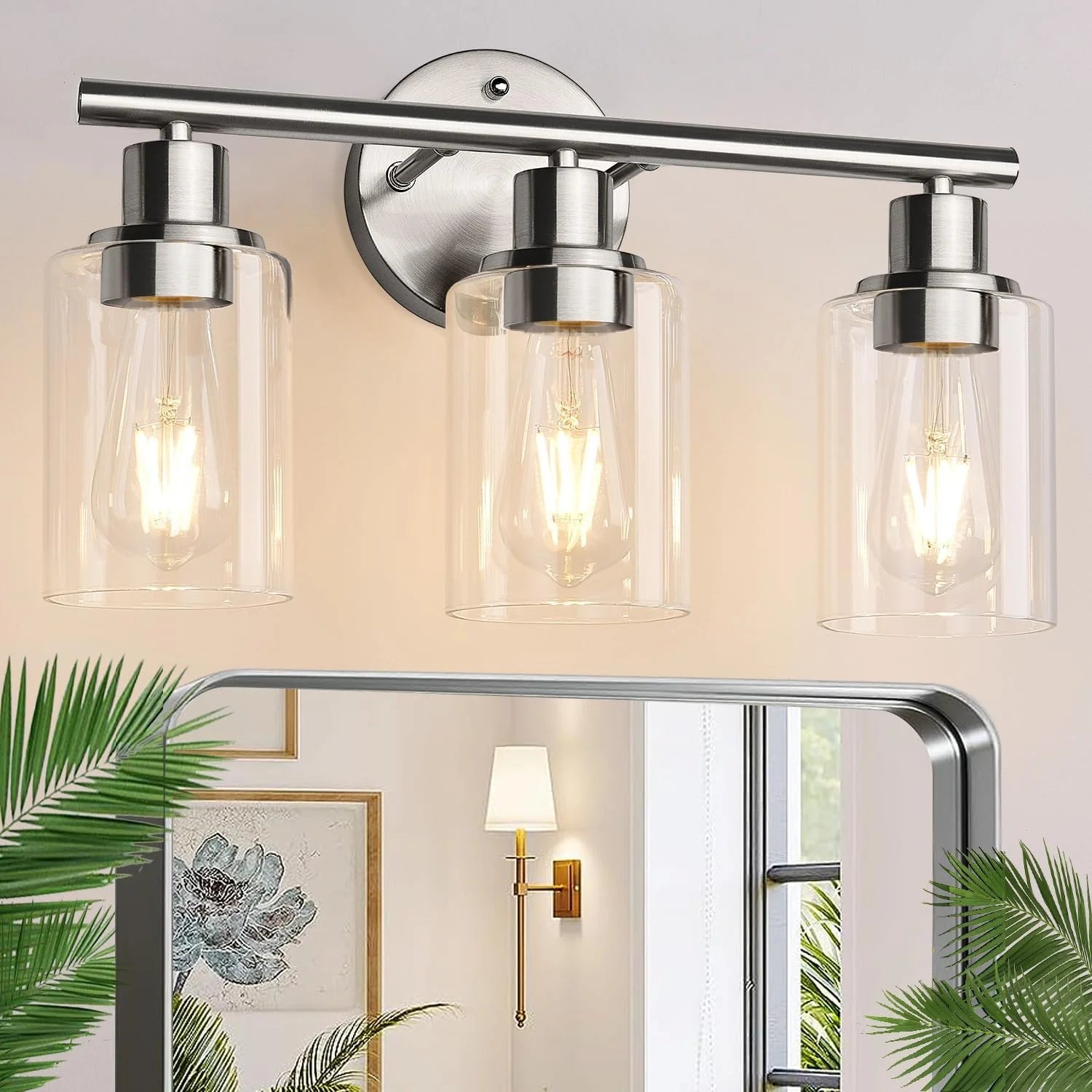 Special Zarbitta 3-Light Bathroom Light Fixtures, 17.23 Black Modern Vanity Lights with Clear Glass Shade - Image 18
