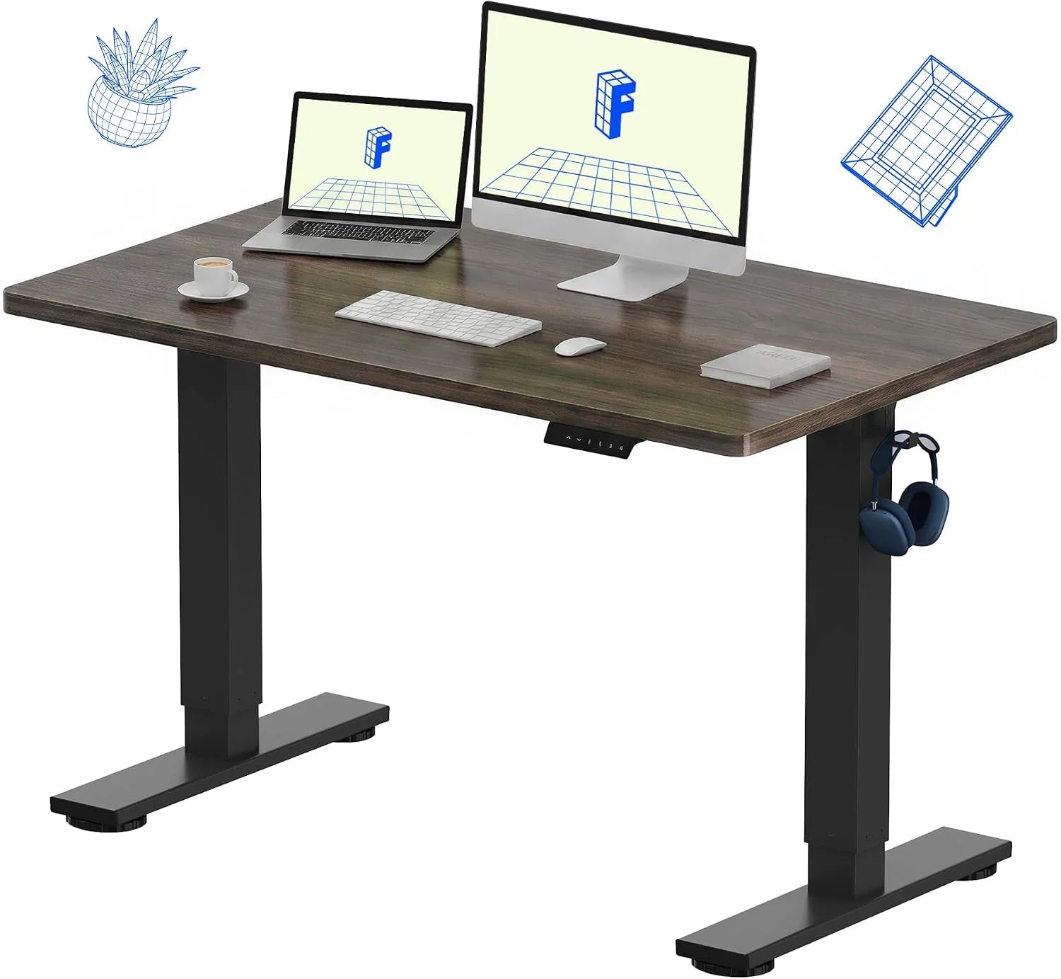 Special FLEXISPOT EN1 One-Piece Standing Desk, Electric Adjustable with 4 Memory Presets, 176 LBS Capacity, 48×24 Black - Image 4