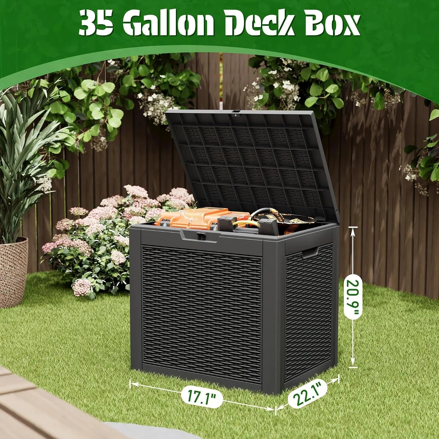 Special 35 Gallon Waterproof Outdoor Deck Box W/Locking Hole - Image 2