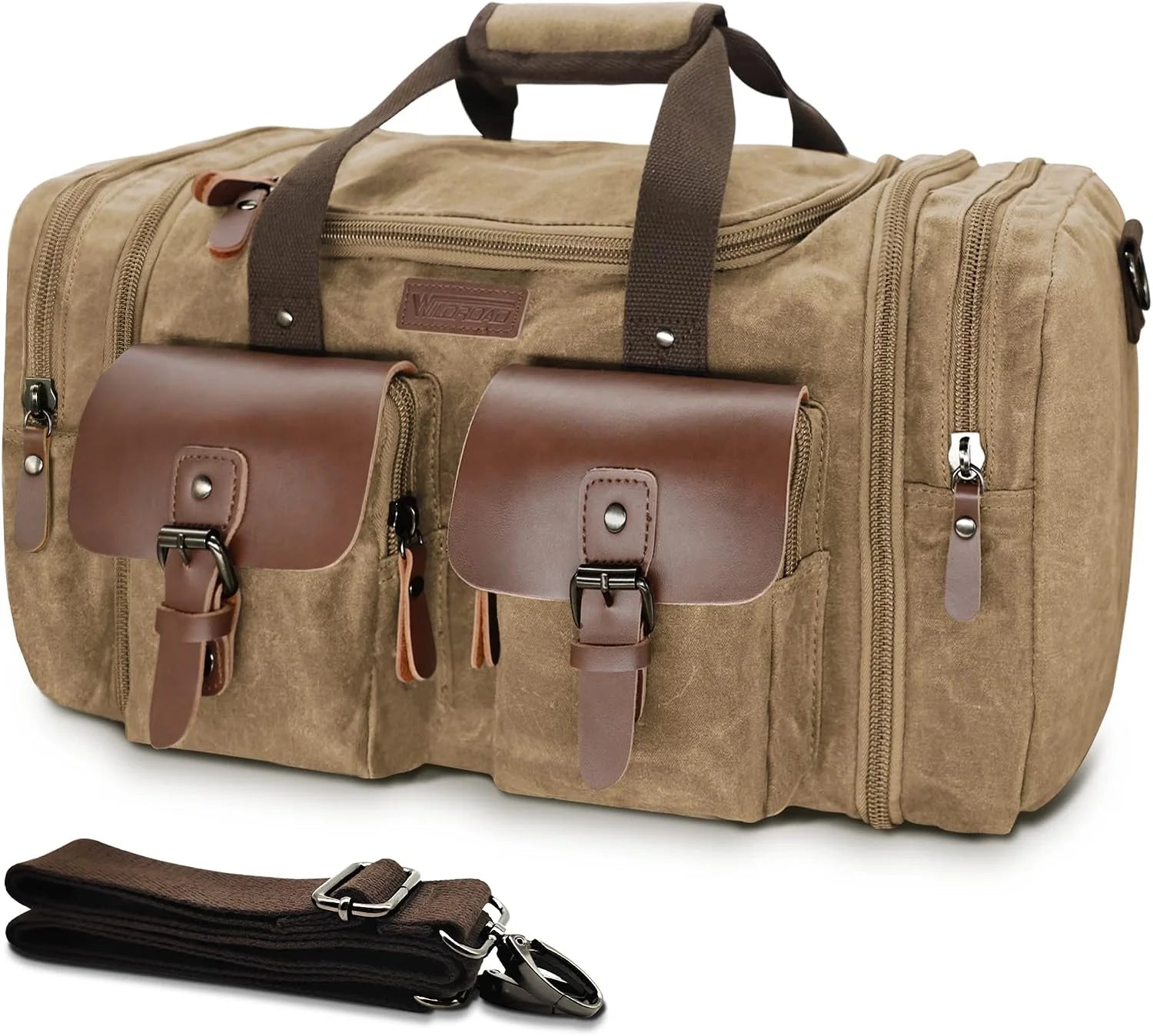 Special Wildroad Waxed Canvas Duffle Bag ” 50L Waterproof Weekender Overnight Travel Bag - Image 19