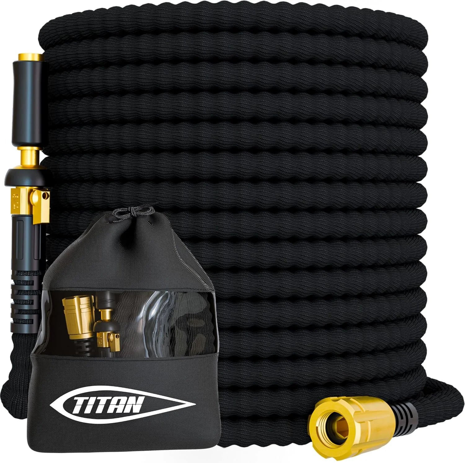 Special Flexible Garden Hose 100FT, Ultra Lightweight, Heavy Duty Water Hose with Brass Fittings & Jet Nozzle - Image 2
