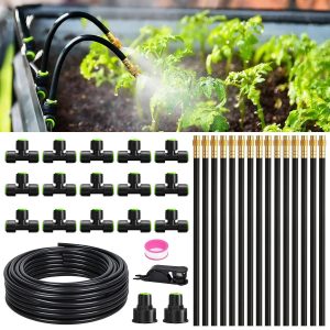 Special 50FT Drip Irrigation System, Garden Watering Kit with 15pcs 360°Adjustable Copper Nozzles
