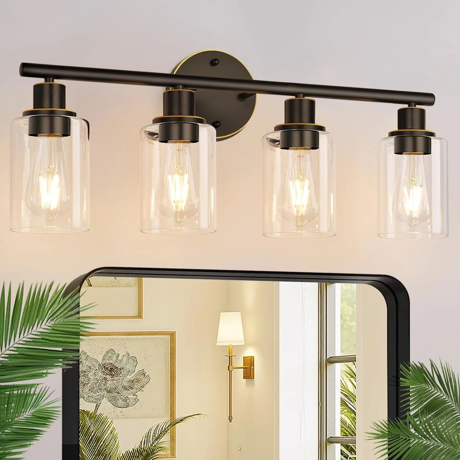 Special Zarbitta 3-Light Bathroom Light Fixtures, 17.23 Black Modern Vanity Lights with Clear Glass Shade - Image 31