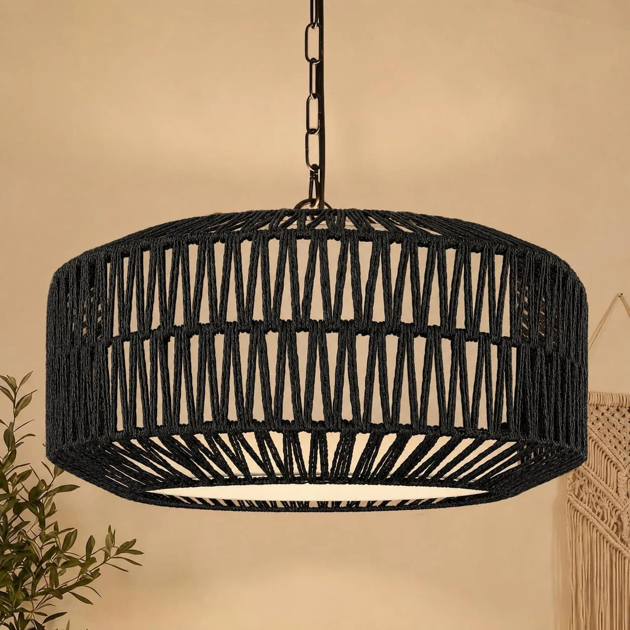 Special 9-52 Height Adjustable Farmhouse Chandelier Light Fixture, 5-Light Rattan Boho Chandeliers for Dining Room - Image 7