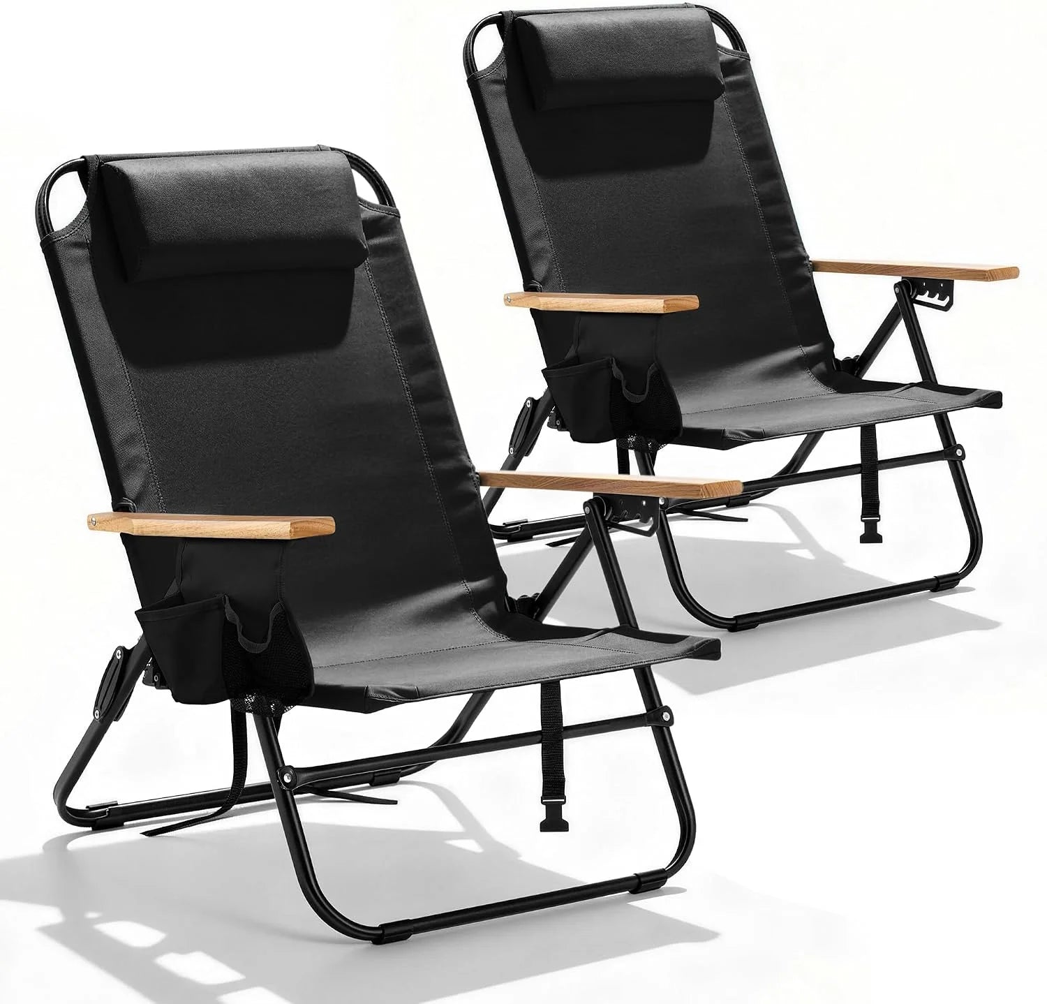 Special Canpsky 2 Pack Premium 5-Position Reclining Camping Chair, Portable Folding Lightweight Outdoor Chair with Wooden - Image 11