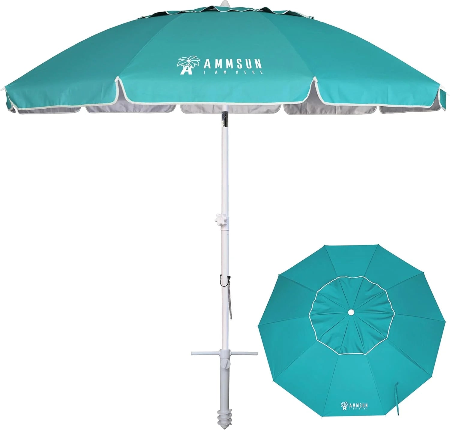 Special AMMSUN 8 Feet Large Beach Umbrella with Sand Anchor Heavy Duty High Wind Portable Outdoor Umbrellas UV 50+ Protection - Image 9