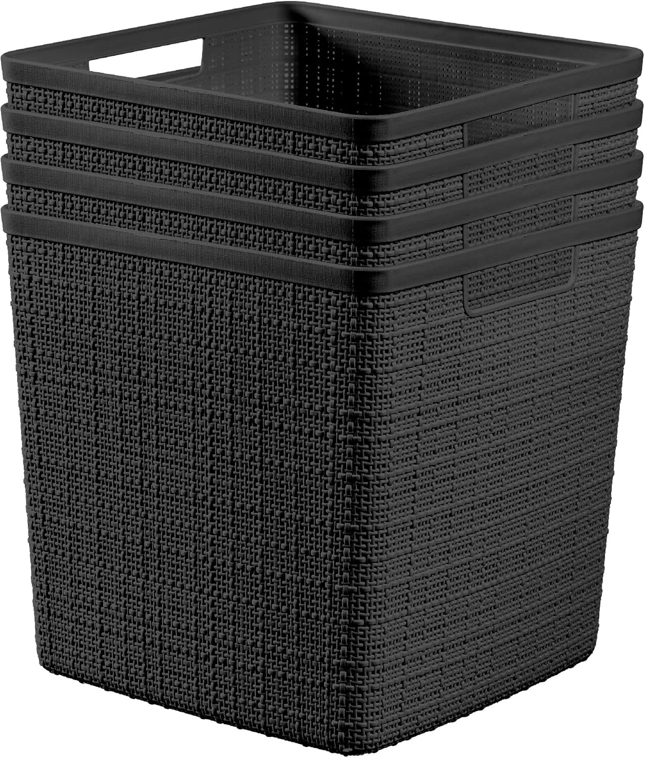 Special Curver Set of 4 Large Cube 17L Jute Decorative Plastic Organization and Storage Baskets, Perfect Bins for Home - Image 12