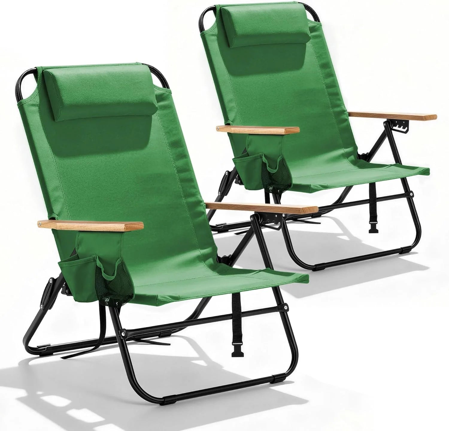 Special Canpsky 2 Pack Premium 5-Position Reclining Camping Chair, Portable Folding Lightweight Outdoor Chair with Wooden - Image 10