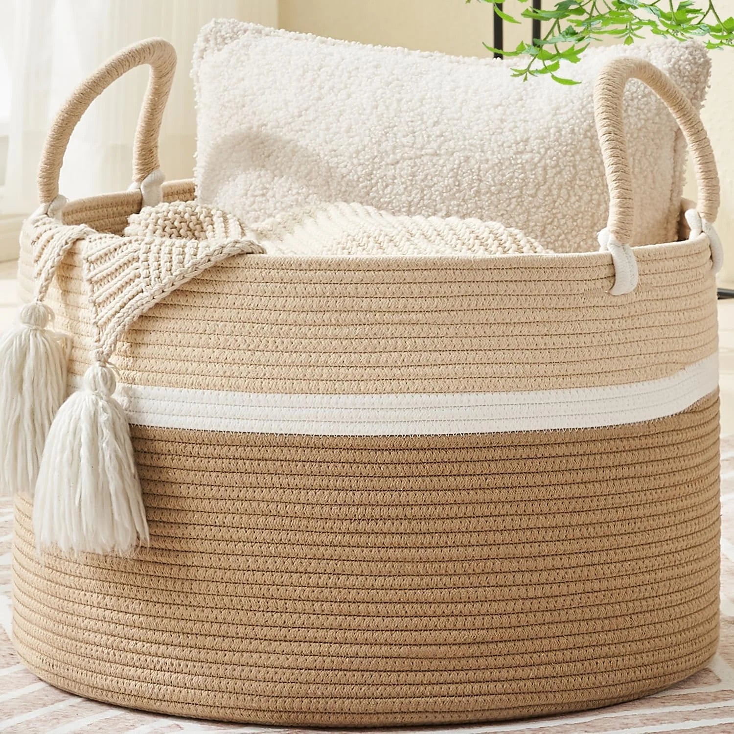 Special Large Blanket Basket with Handles, Storage Basket for Living Room, Extra Large Capacity, Blanket Storage, Laundry - Image 14