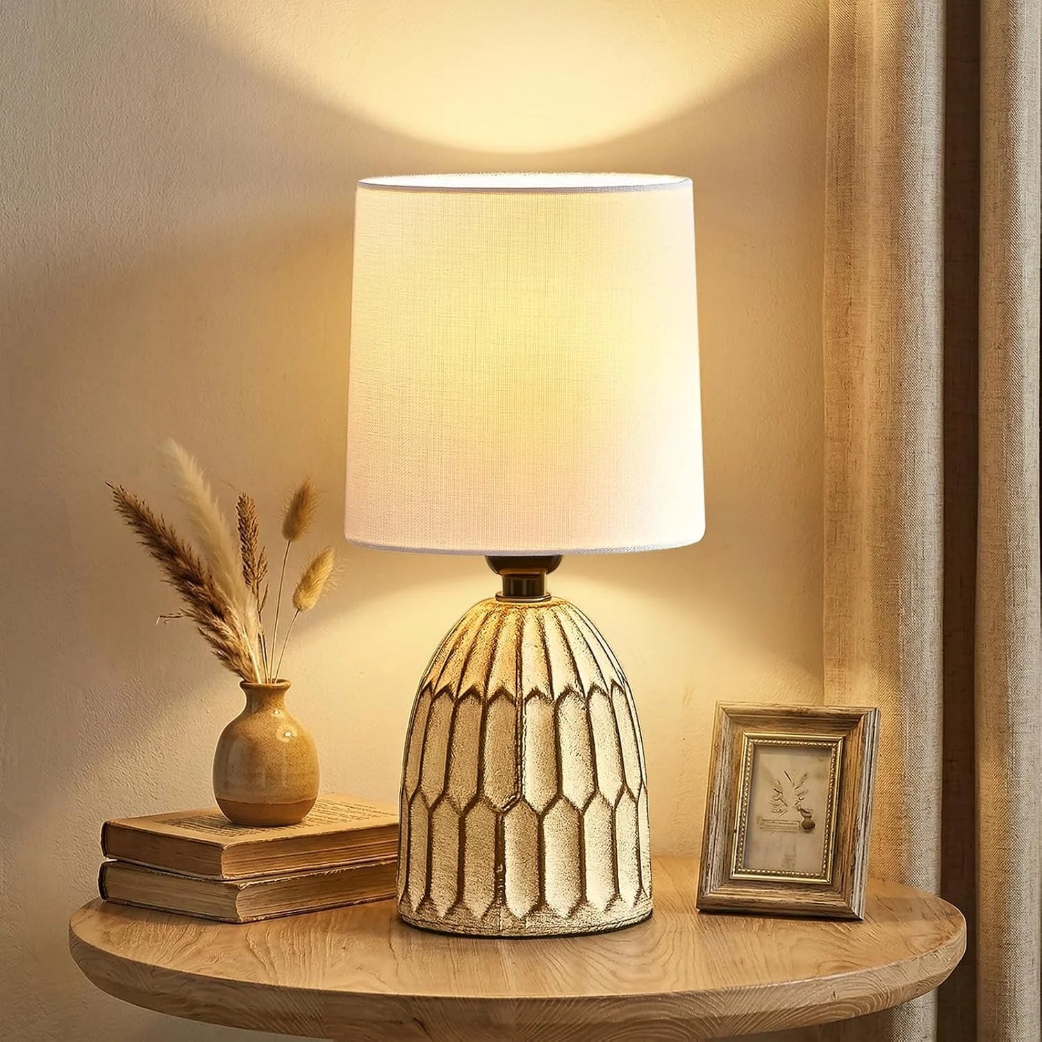 Special EJIAXIN Table Lamps Set of 2-13.5 Small Boho Lamp, Farmhouse Rustic Ceramic Table Lamp for Bedroom - Image 6