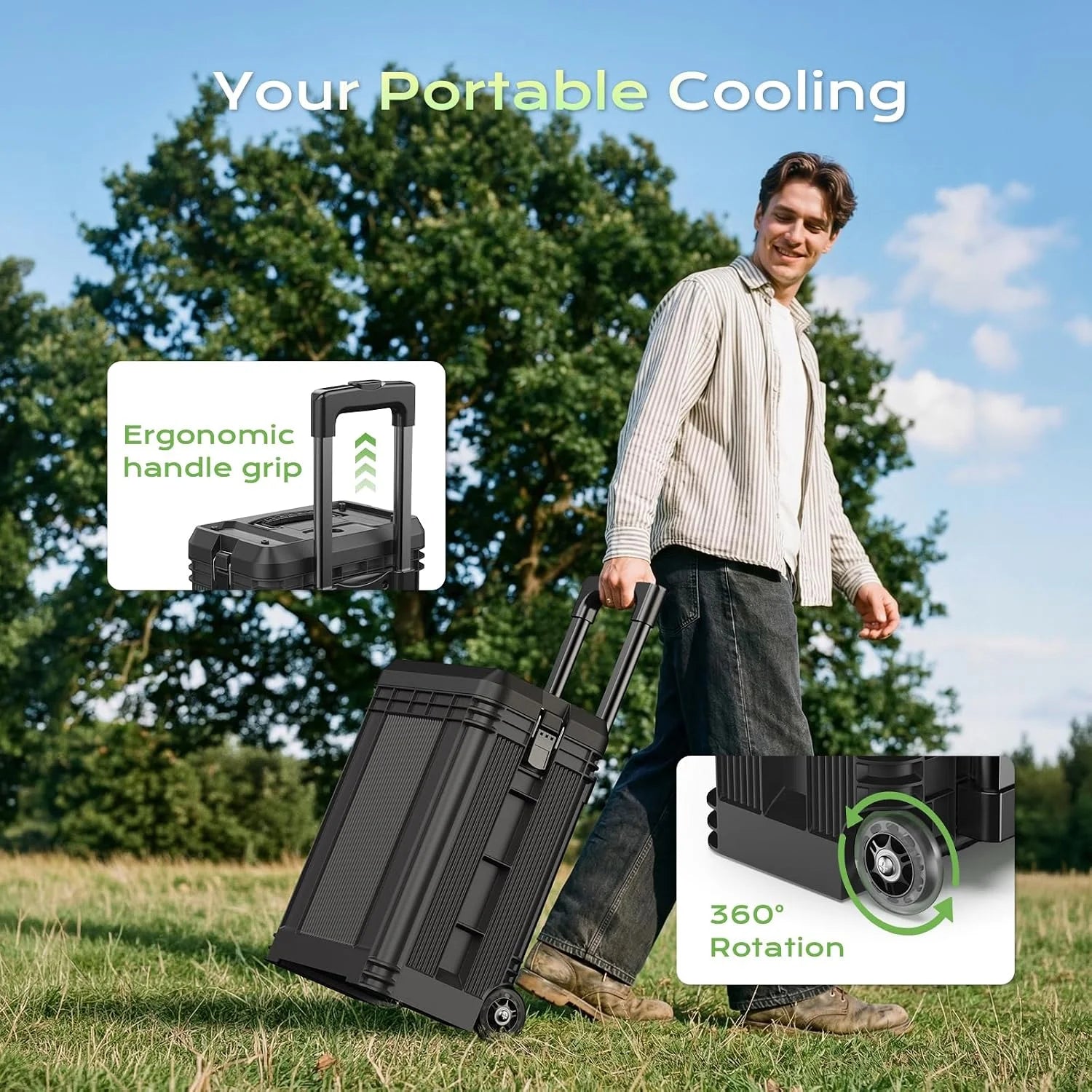 Special 4 Gal Large Misting Bucket Fan Portable, 40000mAh Rechargeable Mister Fan with Retractable Handle - Image 3