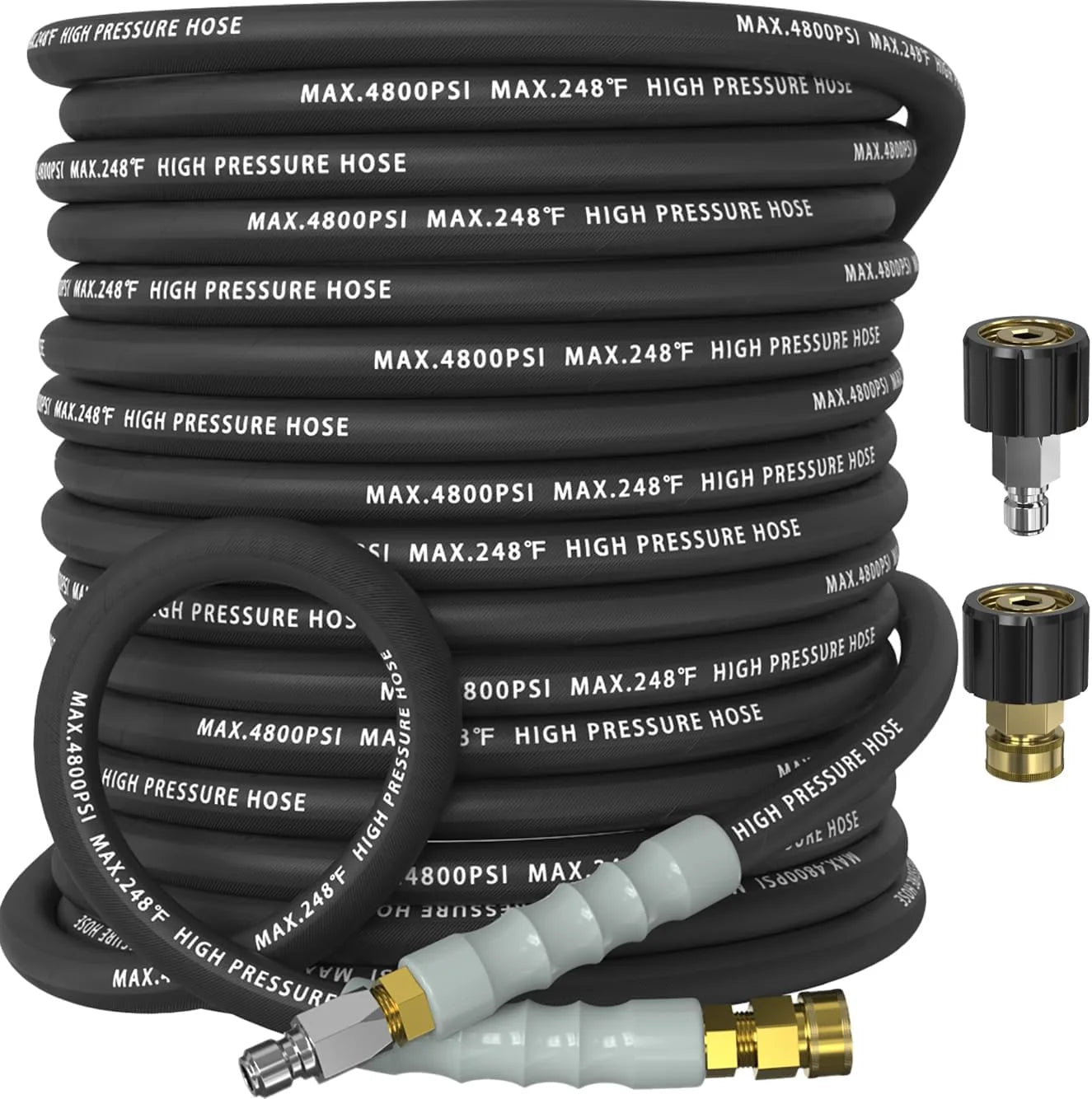 Special 3/8 Pressure Washer Hose 50FT 4800 PSI, Kink Resistant Steel Braided Layer & NonMarking Rubber for Hot/Cold