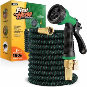 Special Hose with 8 Function Nozzle, 100FT, 3/4 Inch Solid Brass Fittings and Double Latex Core