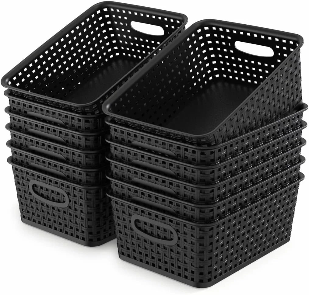 Special Woven Plastic Storage Baskets, 6 Pack White Weave Bins Organizer, 10.1 x 7.55 x 4.1 - Image 14