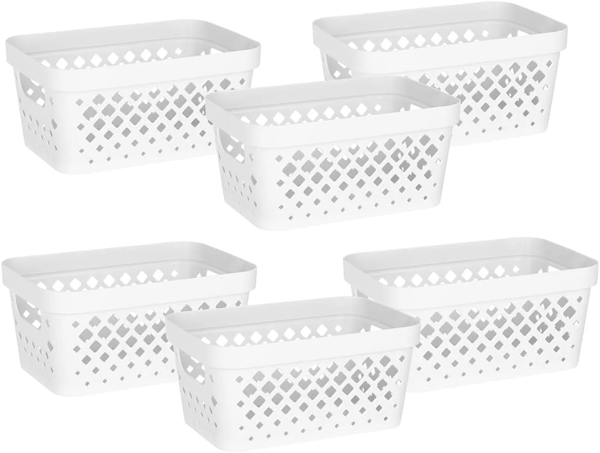 Special Plastic Baskets for Organizing, Set of 6, Pantry Storage for Under Counter, Linen Closet, and Bathroom, Nesting - Image 7