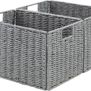 Special Wicker Storage Basket, Set of 2 Hand-Woven Paper Rope Wicker Basket, Small Storage Baskets for Organizing Toilet