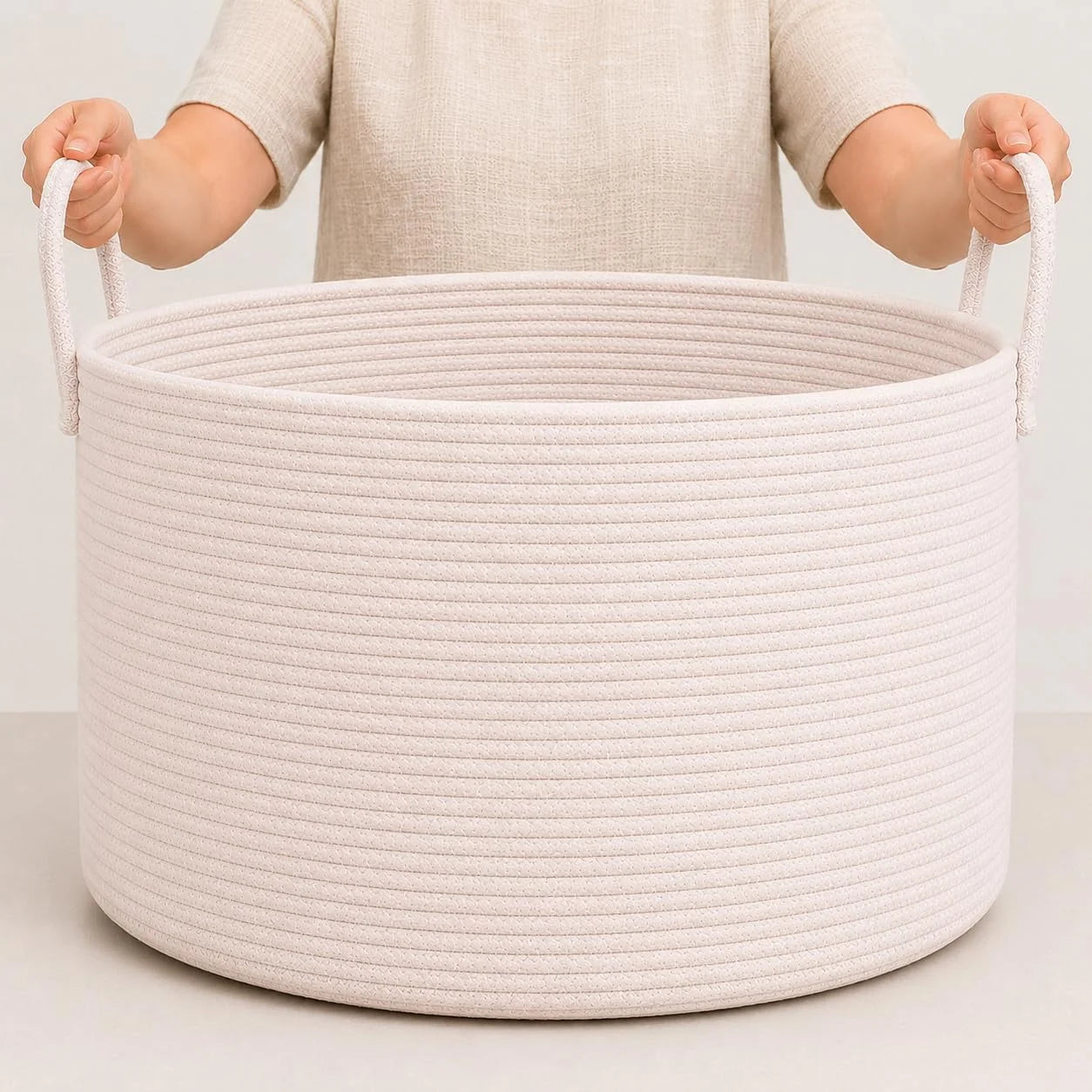 Special OrganiHaus Round Toy Basket & Blanket Basket, Cotton Rope 20×13, Full Honey, Round Cotton Rope Basket, 20×13 - Image 16