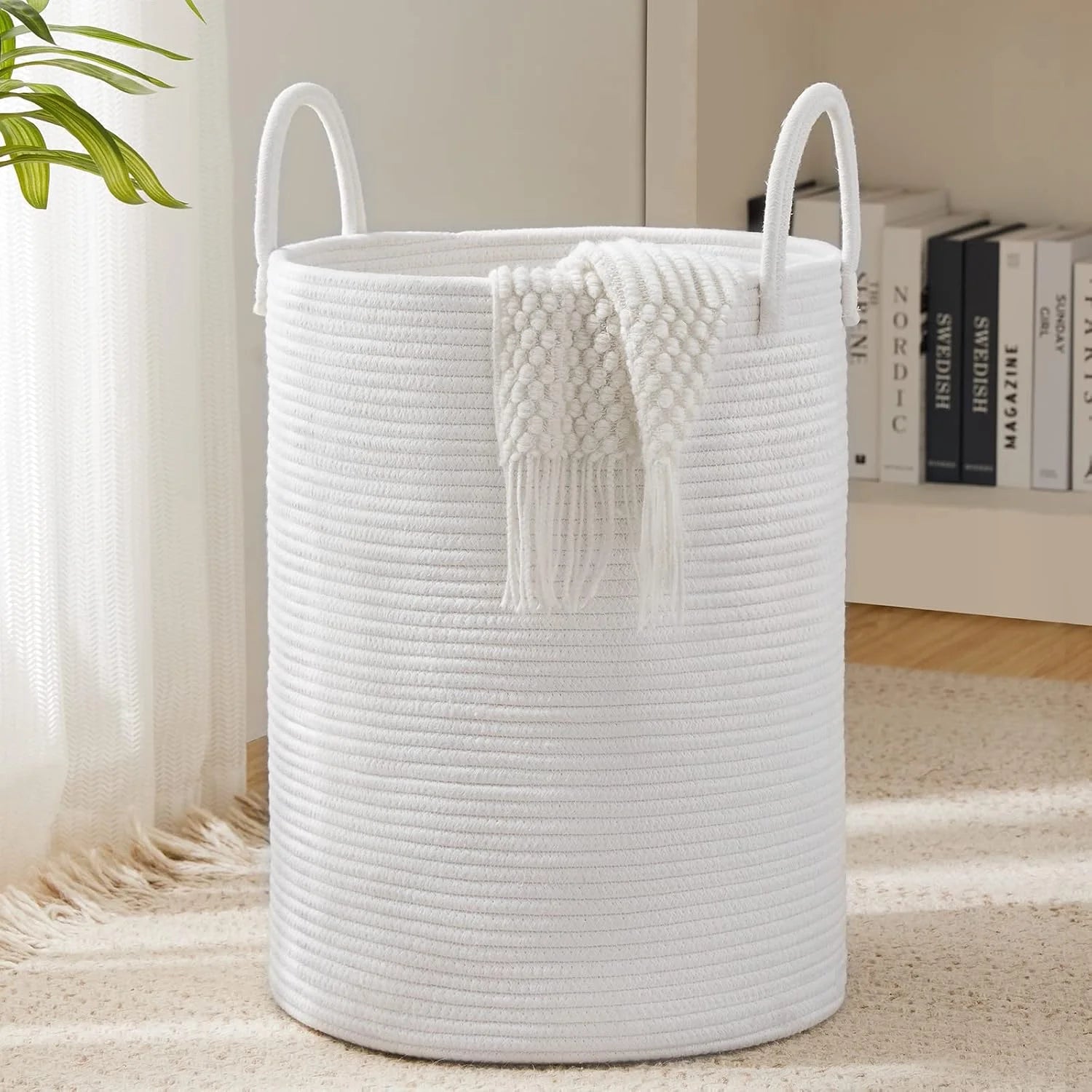 Special YOUDENOVA Jute Rope Laundry Hamper Basket, 58L Blanket Basket for Nursery, Large Woven Laundry Hamper with Sturdy - Image 7