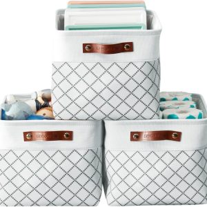 Special Storage Bins, Large Fabric Storage Baskets for Shelves 3 Pack, 15 x 11 x 9.5 inches Decorative Linen Closet