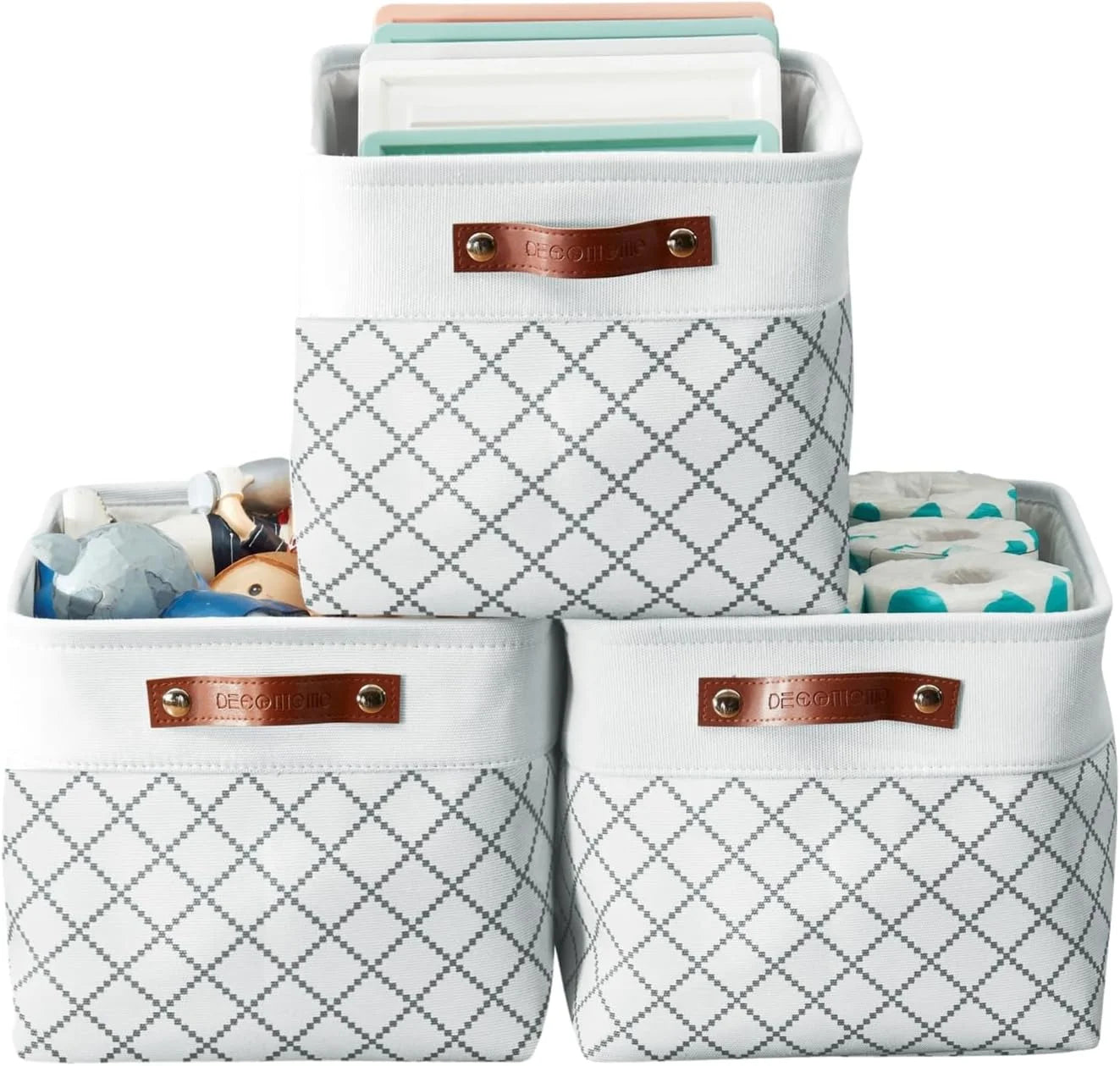 Special Storage Bins, Large Fabric Storage Baskets for Shelves 3 Pack, 15 x 11 x 9.5 inches Decorative Linen Closet