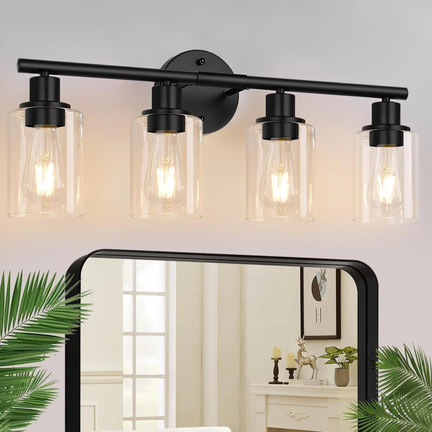 Special Zarbitta 3-Light Bathroom Light Fixtures, 17.23 Black Modern Vanity Lights with Clear Glass Shade - Image 13