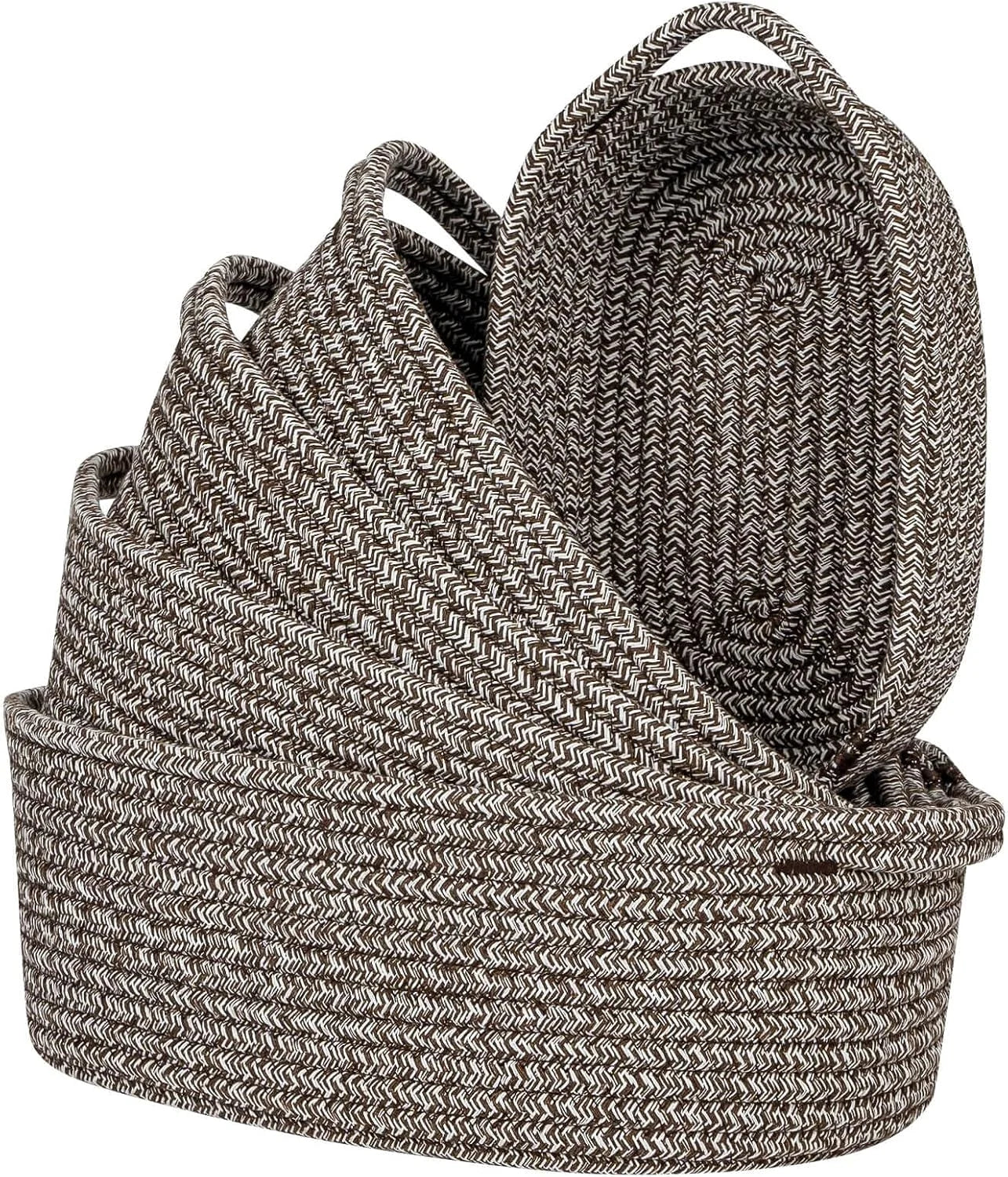 Special Storage Basket Cotton Rope Organizer Baskets for Shelves, Set of 5 Decorative Closet Storage Bins - Image 3