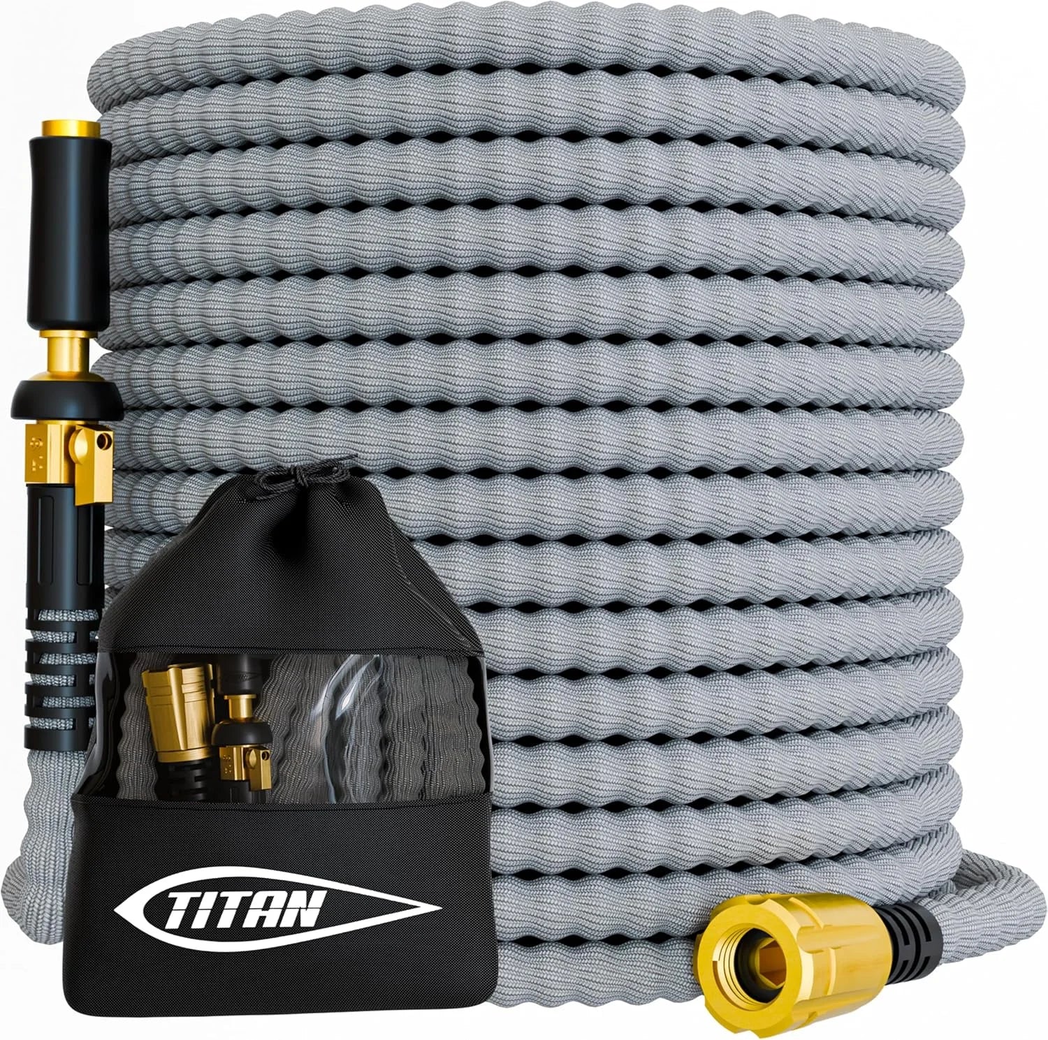 Special Flexible Garden Hose 100FT, Ultra Lightweight, Heavy Duty Water Hose with Brass Fittings & Jet Nozzle - Image 3