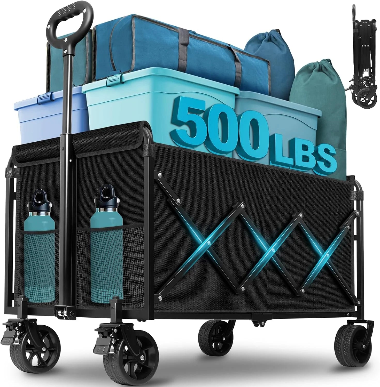 Special Collapsible Wagon Cart with Wheels Foldable, 360 Lbs Heavy Duty Folding Utility Wagon - Image 3