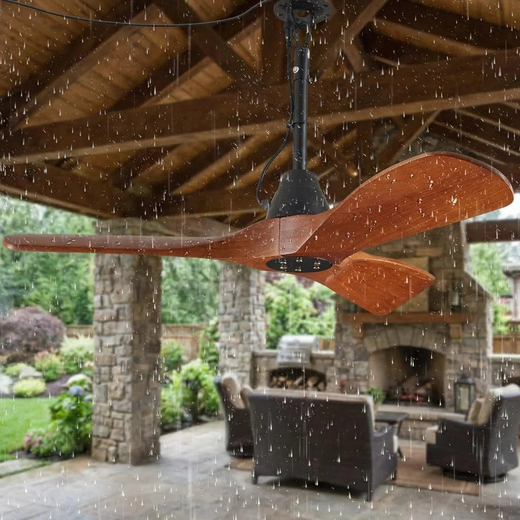 Special 3 Blades Wood Outdoor Ceiling Fan with Light for Patios, Farmhouse Rustic Ceiling Fans with Lights - Image 10