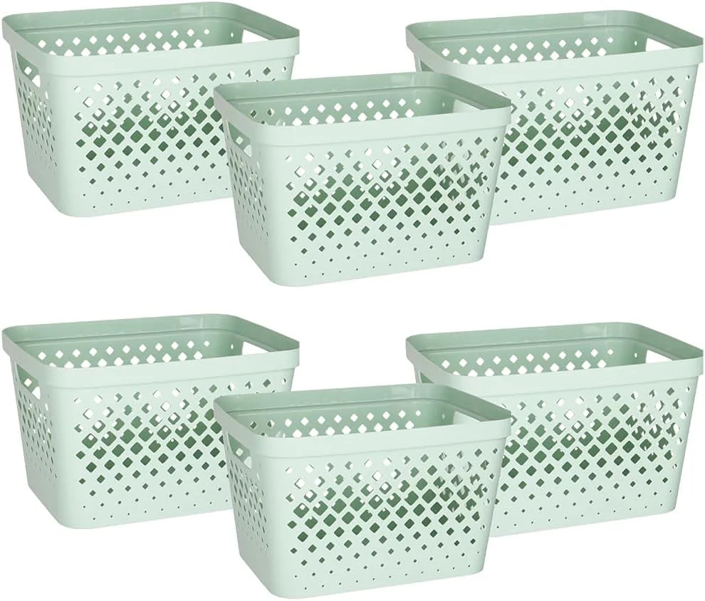 Special Plastic Baskets for Organizing, Set of 6, Pantry Storage for Under Counter, Linen Closet, and Bathroom, Nesting - Image 6