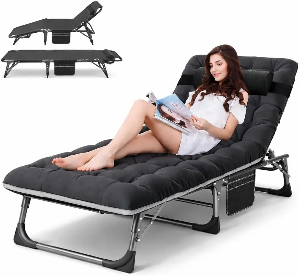 Special Heavy Duty Tanning Chair, Outdoor 5-Position Folding Chaise Lounge Chair with Pad, Portable Beach Lounge Chair - Image 14