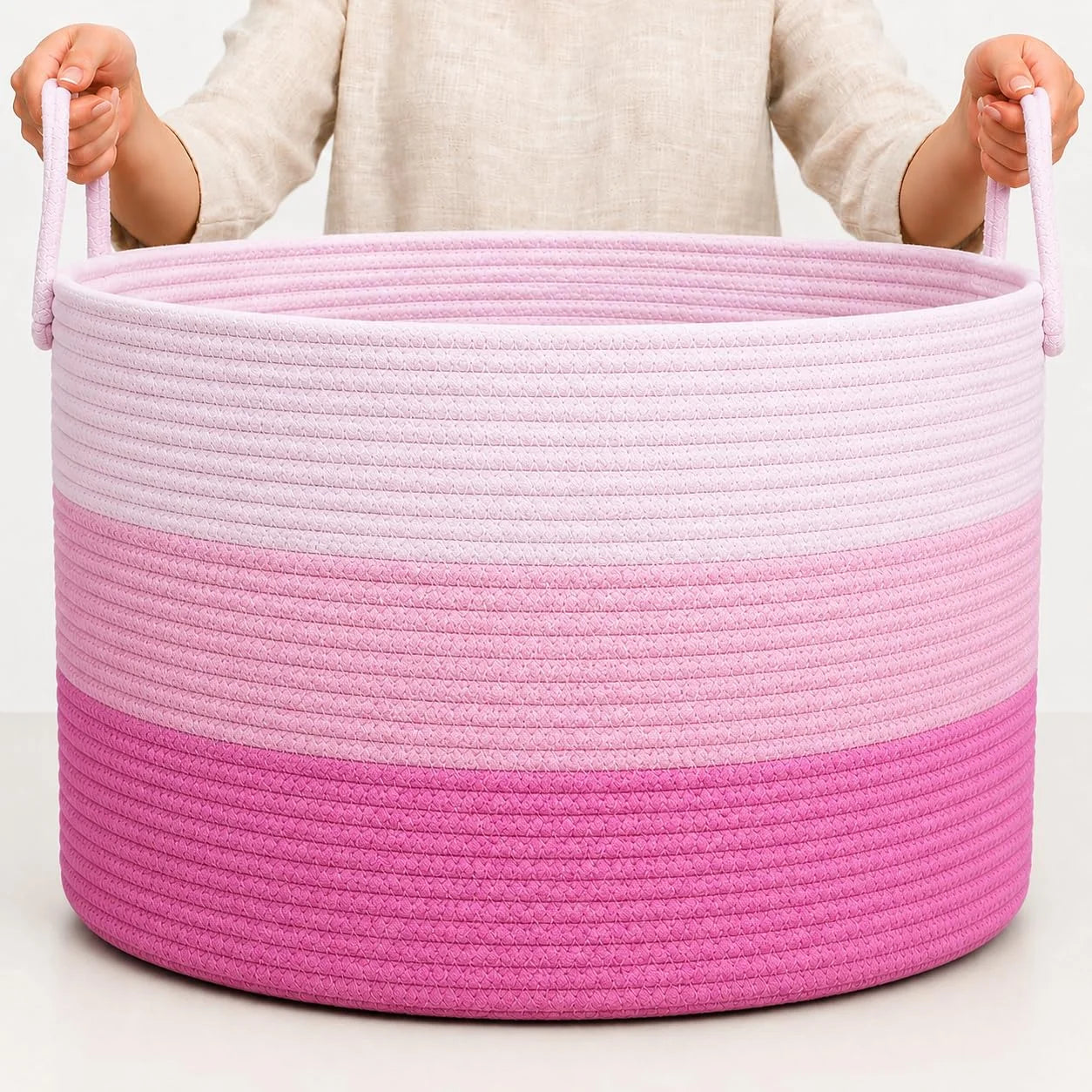 Special OrganiHaus Round Toy Basket & Blanket Basket, Cotton Rope 20×13, Full Honey, Round Cotton Rope Basket, 20×13 - Image 18
